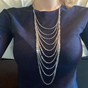 Beautiful Silver Multi Layered Chain Necklace